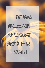 《红船精神在嘉兴的时代实践与探索》白皮书发布