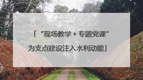 “现场教学＋专题党课”为支点建设注入水利动能