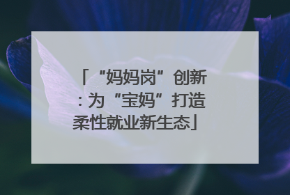 “妈妈岗”创新：为“宝妈”打造柔性就业新生态