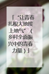 “让青春扎根大地接上地气”（乡村全面振兴中的青春力量）