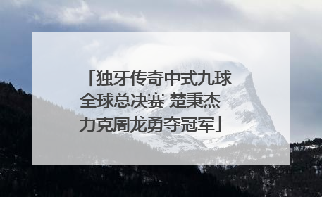 独牙传奇中式九球全球总决赛 楚秉杰力克周龙勇夺冠军