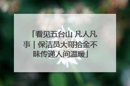 看见五台山 凡人凡事｜保洁员大哥拾金不昧传递人间温暖