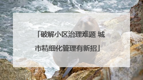 破解小区治理难题 城市精细化管理有新招