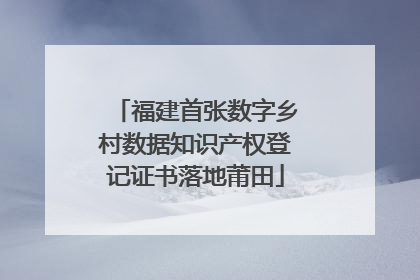 福建首张数字乡村数据知识产权登记证书落地莆田