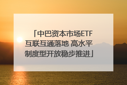 中巴资本市场ETF互联互通落地 高水平制度型开放稳步推进