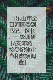 乐山市金口河区委副书记、区长、一级调研员安沛然 接受纪律审查和监察调查