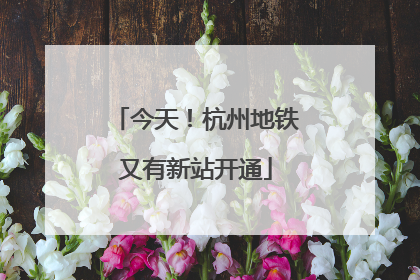 今天！杭州地铁又有新站开通