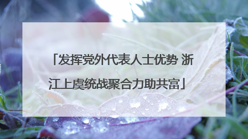 发挥党外代表人士优势 浙江上虞统战聚合力助共富