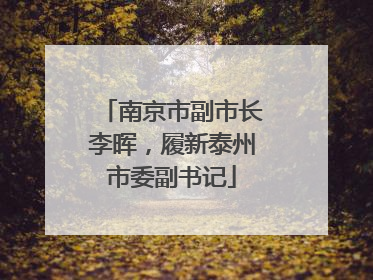 南京市副市长李晖，履新泰州市委副书记