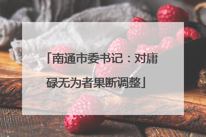 南通市委书记：对庸碌无为者果断调整