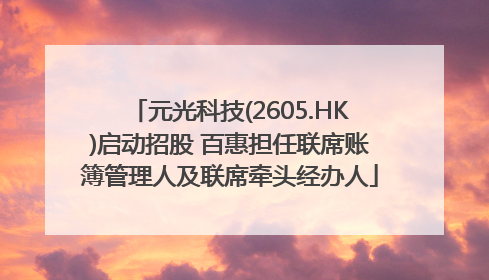 元光科技(2605.HK)启动招股 百惠担任联席账簿管理人及联席牵头经办人