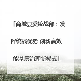 商城县委统战部：发挥统战优势 创新高效能基层治理新模式