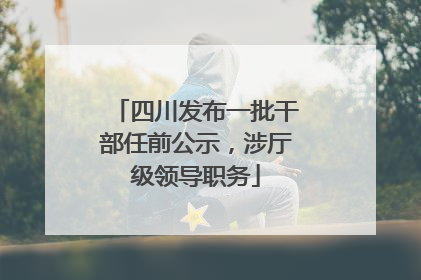 四川发布一批干部任前公示，涉厅级领导职务