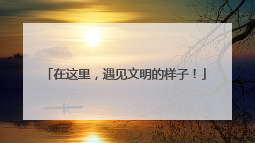 在这里，遇见文明的样子！
