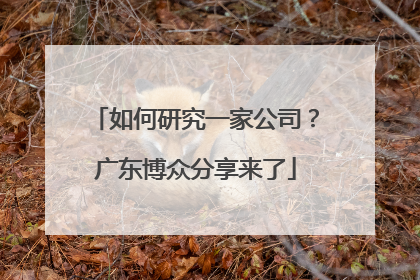 如何研究一家公司？广东博众分享来了