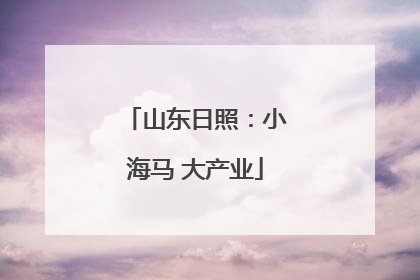 山东日照：小海马 大产业