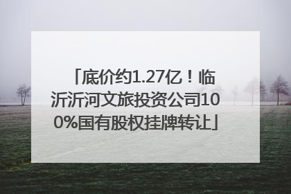 底价约1.27亿！临沂沂河文旅投资公司100%国有股权挂牌转让