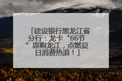 建设银行黑龙江省分行：龙卡“66节”惠购龙江，点燃夏日消费热浪！