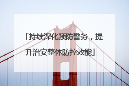 持续深化预防警务，提升治安整体防控效能