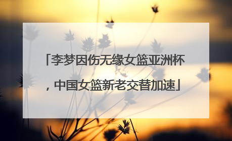 李梦因伤无缘女篮亚洲杯，中国女篮新老交替加速