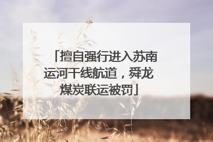 擅自强行进入苏南运河干线航道，舜龙煤炭联运被罚
