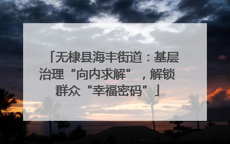 无棣县海丰街道：基层治理“向内求解”，解锁群众“幸福密码”
