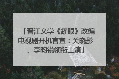 晋江文学《耀眼》改编电视剧开机官宣：关晓彤、李昀锐领衔主演
