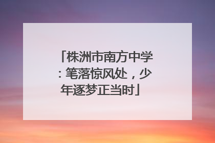 株洲市南方中学：笔落惊风处，少年逐梦正当时