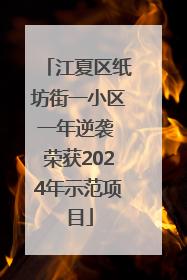 江夏区纸坊街一小区一年逆袭 荣获2024年示范项目