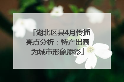 湖北区县4月传播亮点分析：特产出圈为城市形象添彩