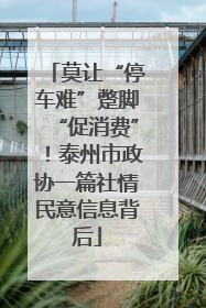 莫让“停车难”蹩脚“促消费”！泰州市政协一篇社情民意信息背后