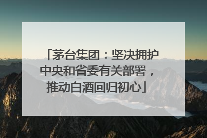 茅台集团：坚决拥护中央和省委有关部署，推动白酒回归初心