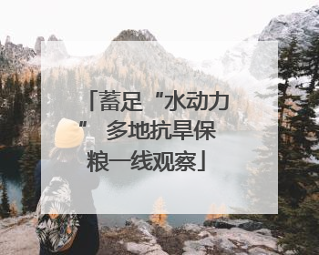 蓄足“水动力” 多地抗旱保粮一线观察
