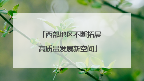 西部地区不断拓展高质量发展新空间