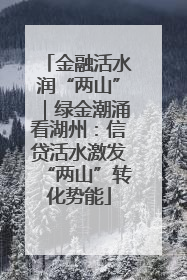 金融活水润“两山”｜绿金潮涌看湖州：信贷活水激发“两山”转化势能
