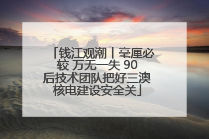 钱江观潮丨毫厘必较 万无一失 90后技术团队把好三澳核电建设安全关