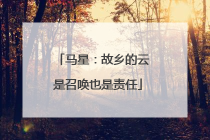 马星：故乡的云是召唤也是责任