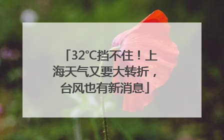32℃挡不住！上海天气又要大转折，台风也有新消息